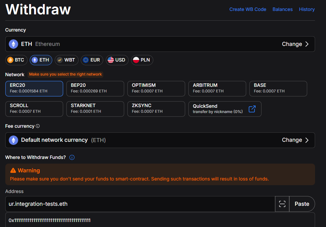 WhiteBIT exchange fails to resolve the name for ENSv2