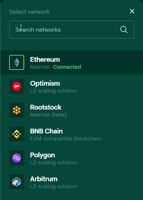 Taho Wallet has no context of the Base chain in the send flow